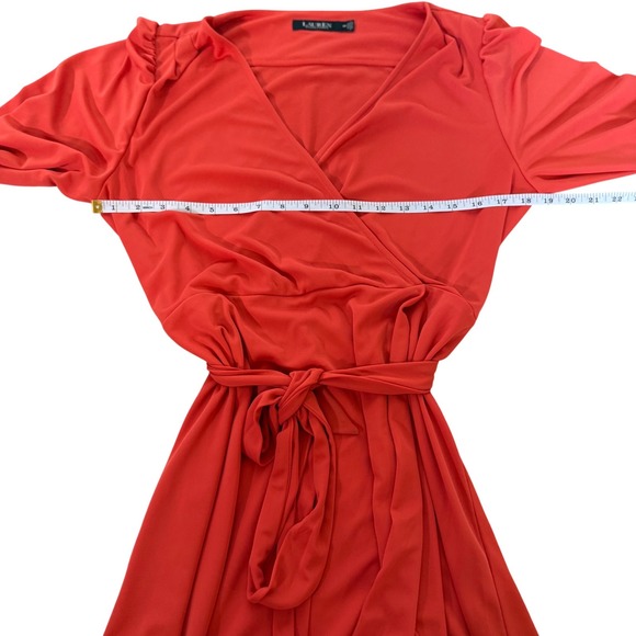 Lauren Ralph Lauren Orange Long-Sleeve Shavilya Jersey Dress 14P Career Cocktail - Picture 11 of 11